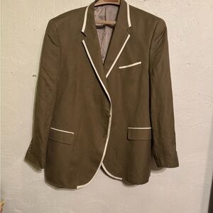 FUBU Olive Green Blazer with White Piping